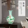 Jingdezhen Ceramic Pastel Lotus 꽃병 장식품 거실 꽃 꽃병 중국 스타일 홈 현관 장식품