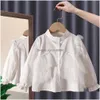 Girl'S Dresses 2023 Spring And Autumn Children Shirts Kids Girls Blouse Sweater Stitching Fake Twopiece Set Baby Cute White 240307 D Dhxeo