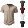 Henley Collar Summer Men Casual Colomb Couleur à manches courtes T-shirt pour Polo Men High QualityMens Shirts 240410