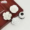 6PCS White Rose Ceramic Handles Cupboard Cabinet Door Knobs Kitchen Drawer Closet Pulls Furniture Handles With Screw