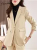 Damespakken Yitimuceng Slim Blazers For Women 2024 Mode Turn Down Collar Long Sleeve Coats Office Ladies Single Button Casual Jacket