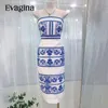Robes décontractées Evagina Fashion Runway Designer Robe Sans manches en porcelaine Retro Porcelaine sans manches