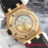 AP Moissanite Muñeco Reloj Royal Oak Offshore Series 26470or Black Panel de 18k Rose Gold Mechanical Mensic Mens Reloj 42 mm