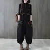 Frauen Frühling Herbst Harajuku Denim Jumpsuit Schwarze Overalls Streetwear Vintage Print Frau Lose Hip Hop Rompers Monos Mujer