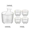 Japanese Sake Set Hammer Pattern Glass Gold Rimmed Cup Wine Warmer Korean Soju Cup Tequila Pot Whisky Cup Domestic Wine Set