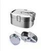 Stainless Steel Lunch Box Metal Bento Box Food Container Double Layer Lunch Box for Kids School Office Work Outside Camping9323372