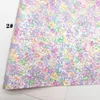 Pastel Colors Rainbow Chunky Glitter Faux Vinyl Fabric with Felt Backing Glitter Sheets For Earrings Bows DIY 21X29CM GM2173B