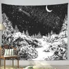 Home tapestry hanging cloth black and white sun skull sea wave background sofa painting decoration