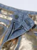 Frauen Jeans VGH Hit Farbmalerei Patchwork -Taschen für Frauen hoher Taille Spleißknopf lose Frachthose Weibliche Modestil