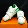 Louies vuttion skor tränare präglade casual skor denim canvas läder vit grön röd blå bokstäver modeplattform låga tränare storlek 36-45 lvse sko 918