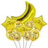 10pcs Eid Mubarak Balloons estabeleceram confetes roxos de ouro de ouro