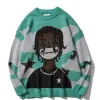 Sweatshirts 2022 Harajuku Vintage karikatür anime örgü kazak erkekler kış büyük boy erkekler hip hop rap kazak kadın jumper çirkin kazak