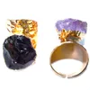 Onregelmatige echte steenverstelbare ring voor vrouwen gouden handgemaakte ruwe amethist vinger sieraden