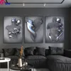 Triptych Modern Abstract Lover's Heart Metal Sculpture Art Diamond Painting Romantic Statue Diamond Embroidery Home Decor 3pcs