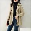 Trench Coats Trench Coats Spring Automn Mabet Corée des femmes en vrac mi-longs