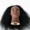 100% riktigt hår afro frisörande dockor mannequin träningshuvud för övning styling flätning afroamerikansk dummy huvud