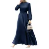 Vêtements ethniques Élégant Dubaï Turquie Islamiques Robes pour femmes Round Cou Longue à manches à manches