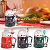 Mugs Christmas Tree Santa Snow Globe Mug Festive 16oz Tea For Women Winter Globes Lid Microwave Diskmaskin Safe Ceramic