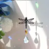 Crystal Suncatcher Prismen Glas Kronleuchter Solar Hummingbird Owl Wind Chimes Regenbogen -Chaser Hanging Catcher Vorhang Anhänger