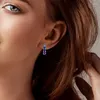 Hoepel oorbellen 2024 Sparkling Deep Blue Purple Zirkon Galaxy voor tieners vrouwen meisje vrouwelijk zilveren kleur mode luxe sieraden