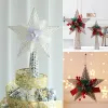 Glitter Christmas Tree Topper Adornos de estrellas de cinco puntas de Navidad Pine Cone Pentagram Topper Decor NaviDad Año Nuevo