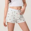 Shorts femininos verão doce lounge floral para mulheres casuais elástico médio calças curtas calças curtas