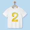 T-shirts nummer 1-9 jongensmeisjes dinosaurus korte mouwen t-shirts kinderen t-shirt verjaardag cadeau t shirt baby meisje tops kinderen hiphop tees 240410