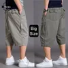 Överdimensionerad fett bomullshorts män last kort avslappnad plusstorlek beskuren byxa sporttaktiska baggy byxor lös 5xl 6xl sommar 240410