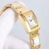Top Stylish Quartz Watch Women Gold Silver Dial Sapphire Glass Small Size Classic Rectangle Design Wristwatch Ladies Elegant rostfritt stål Band Clock 150y