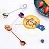 Colheres de colheres aço inoxidável café criativo Tea Creative Mini Cat Spoon Gadget Ferramenta de bebida Fertuta de talheres de tabela Drop Drop Home Garden Dhgyc