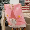 Pokrywa krzesła JFBL Święta zabawny gnome z LED Light Cartoon bez twarzy Santa Pink Back Slipcover na dekoracje do jadalni