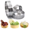 2/5/10pcs Tarte circulaire Tart Tartlet Cake Fruit Pie Mousse Moules Biscuits Cercle Cercle Cutter Perforé Cuisine Moule de cuisson