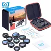 Apexel Cell Phone Lens 10 in 1 Kit Fisheye Wide angle Telescope Macro Camera Lenses pour iPhone Samsung Huawei Xiaomi Phone Lens