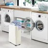 Tvättpåsar korg med hjul som vikar smal hämma stor tvätt 50l fristående smalt hörnfackhandtag smutsiga kläder