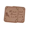 Handmade Forever Love Leather Labels For Clothing Hand Made Pu Patch With Rose For Clothes Backpack Handmade Label For Gift