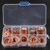 120/150Pcs/Set Solid Copper Crush Washers 8 Sizes Assorted Seal M6-M20 Flat Ring Set for Hardware Accessories Kit with Box