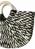 Totes Andra väskor Forest Style Paper Woven Half Moon Bag Black and White Beach H240410