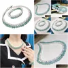 Oorbellen ketting set Habitoo prachtige natuurlijke 8-9 mm witte ctured zoetwater parel groen jade jade armband kubieke zirkoon sieraden voor vrouwen dh3kz