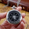 Pocket Watches Direction Dial Design Silver Pocket es Without Cover Personalised Vintage Quartz Necklace Chain Clock Male Best Gift Y240410