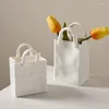 Vases Ceramic For Flowers Retro Tote Shape Tabletop Elegant Flower Vase Home Decor Cute Decorative