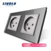 Livolo EU Standard Double Israel Power Socket, Glasscheibe, AC100 ~ 250 V 16A Wandstärke, VL-C7C2IL-11/12/13/15 für Smart Home