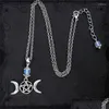 Hanger kettingen triple maan godin wicca hekserij heidense ketting kraal charmes pentagram metaal legering sieraden fit vrouwen geschenken drop d dhnqj