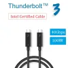 Hubs Intel Certified Thunderbolt 3.0 Cavo, USBC 100W Caricamento da 40 Gbps Corzo di trasferimento di dati per unità SSD, monitor 1ft 30 cm 1m 80cm 20cm