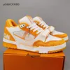 Louies Vuttion Slippers Designer Sneaker Scasual Shoes Running Trainer Outdoor Trainers Shoe Top Quality Platform Shoes Calfskin Leather Abloh Overlays 674