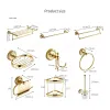 ZGRK Bathroom Accessories Solid Brass Golden Toilet Paper Holder Towel Rack Tissue Holder bathroom fixtures Bath Hardware Set