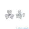 Édition Seiko Brands d'oreilles Vancefe NOUVEAUX petites petites fraîches Clover Lucky Moisanite Silver plaqué 18k Gold Designer Brand Logo Grave Boucle d'oreille