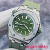 AP Moissanite Wrist Watch Royal Oak Offshore Series 15710st Avocado Green Dial Automatic Mechanical Watch Mens 42mm Full Set