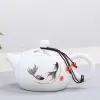 Ding Kiln White Matte Ceramic Tea Pot, théière Kung Fu, Témonie de thé PUER TEAPOT HABINES