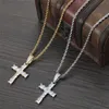 Hip Hop Iced Out Lab Diamond Cross Pendant Collier Gold Silver plaqué micro-pavé Cubic Zircon Mens Bling Jewelry Gift244G