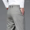 Men's Pants Brand Clothing Summer High Quality Soft Formal Suit Men Business Thin Straight Party Wedding Office Grey Trousers Male
